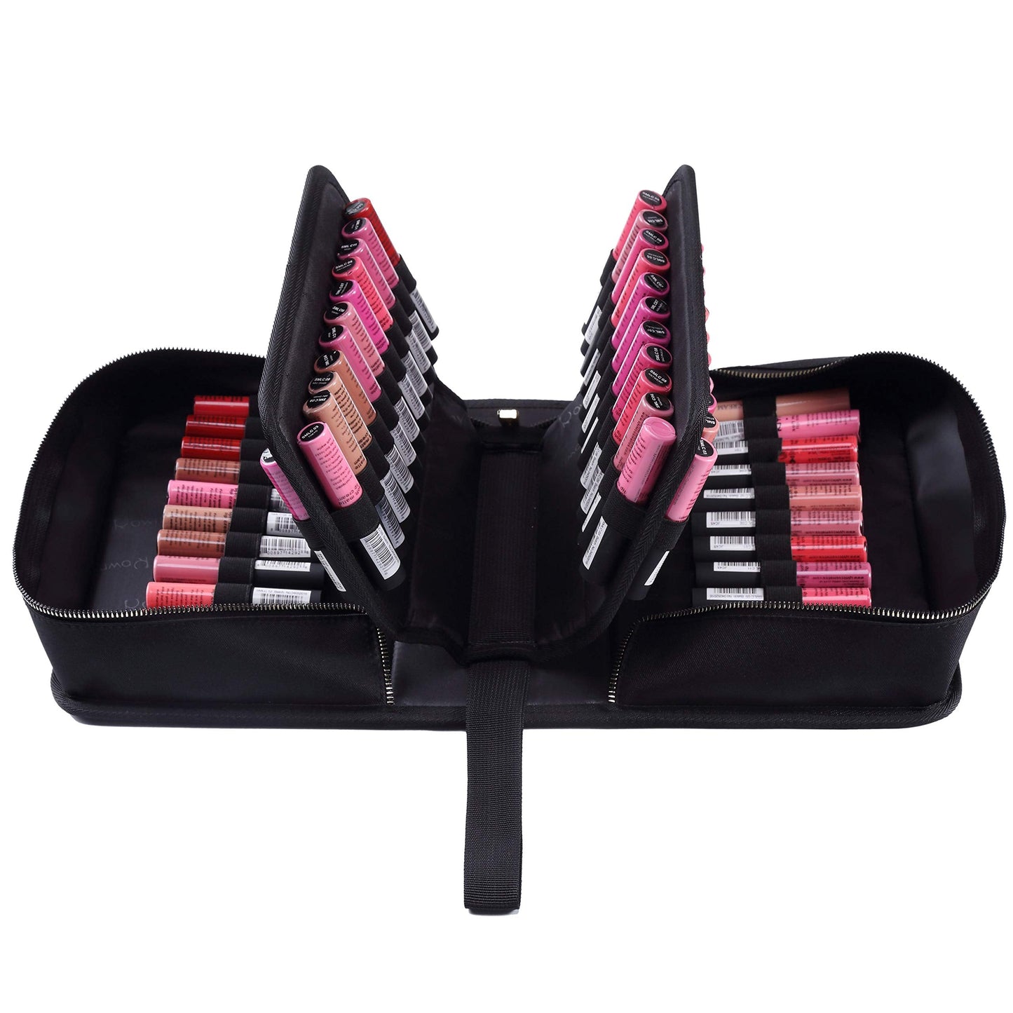ROWNYEON Lipstick Organizer Case Lipstick Holder 67 Slots Portable Lip Travel Makeup Cosmetic Case Large Capacity Lip Gloss Carrying Case Makeup Artist Storage - Black