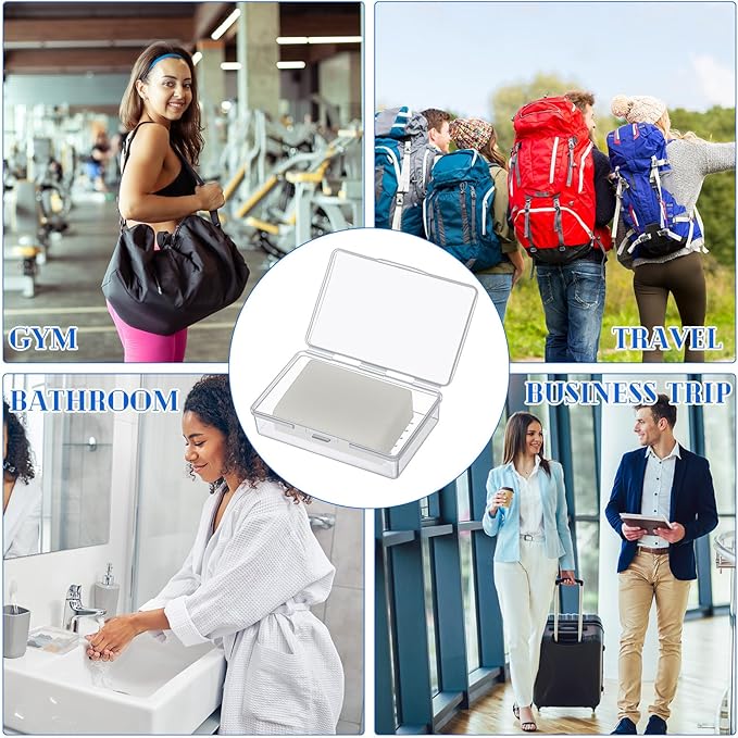 36 Pcs Travel Soap Container Portable Plastic Soap Boxes Bulk with Lid Homeless Donations Bulk Gym Shower Tour Groups Hotel Outdoor Camping (White)