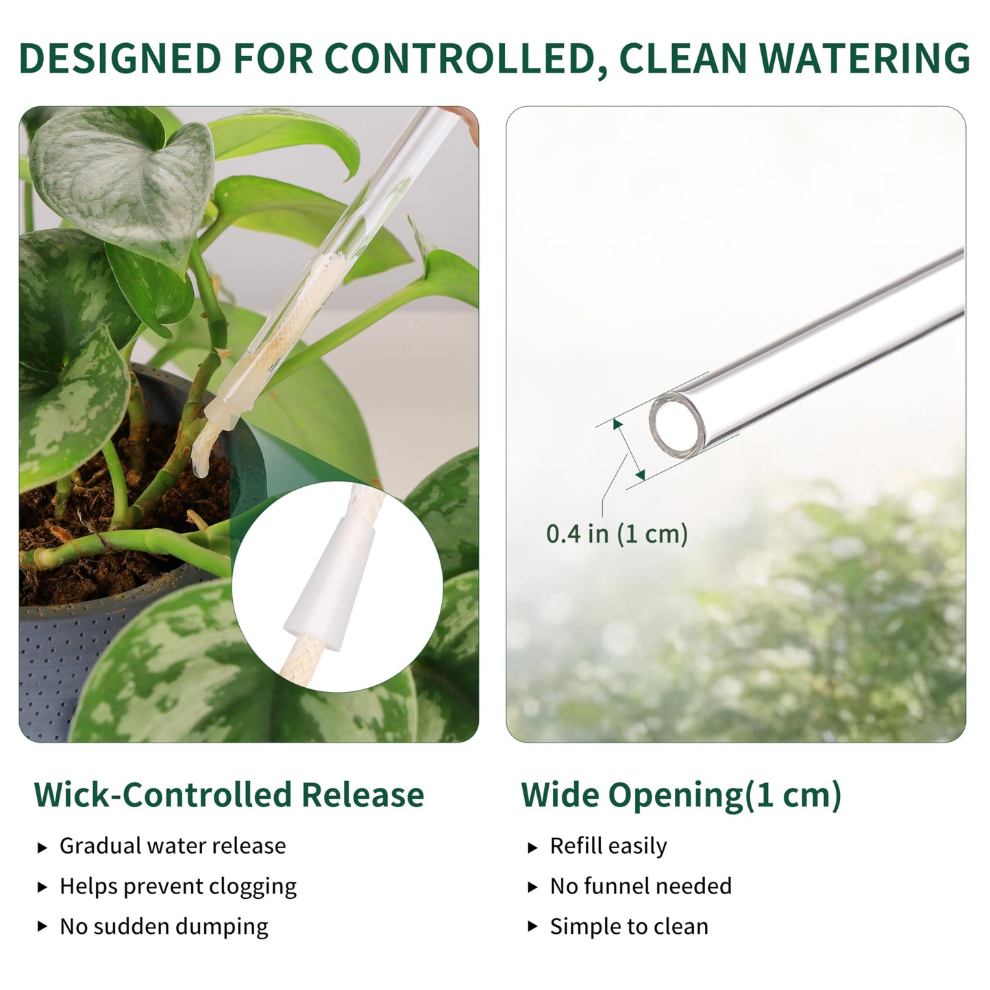 Soilagua 13 oz Extra Large Wick-Controlled Plant Watering Globes, Self Watering Globes for Everyday and Vacation Use, Iridescent Glass Water Bulbs, Automatic Plant Waterer, 4 Pack
