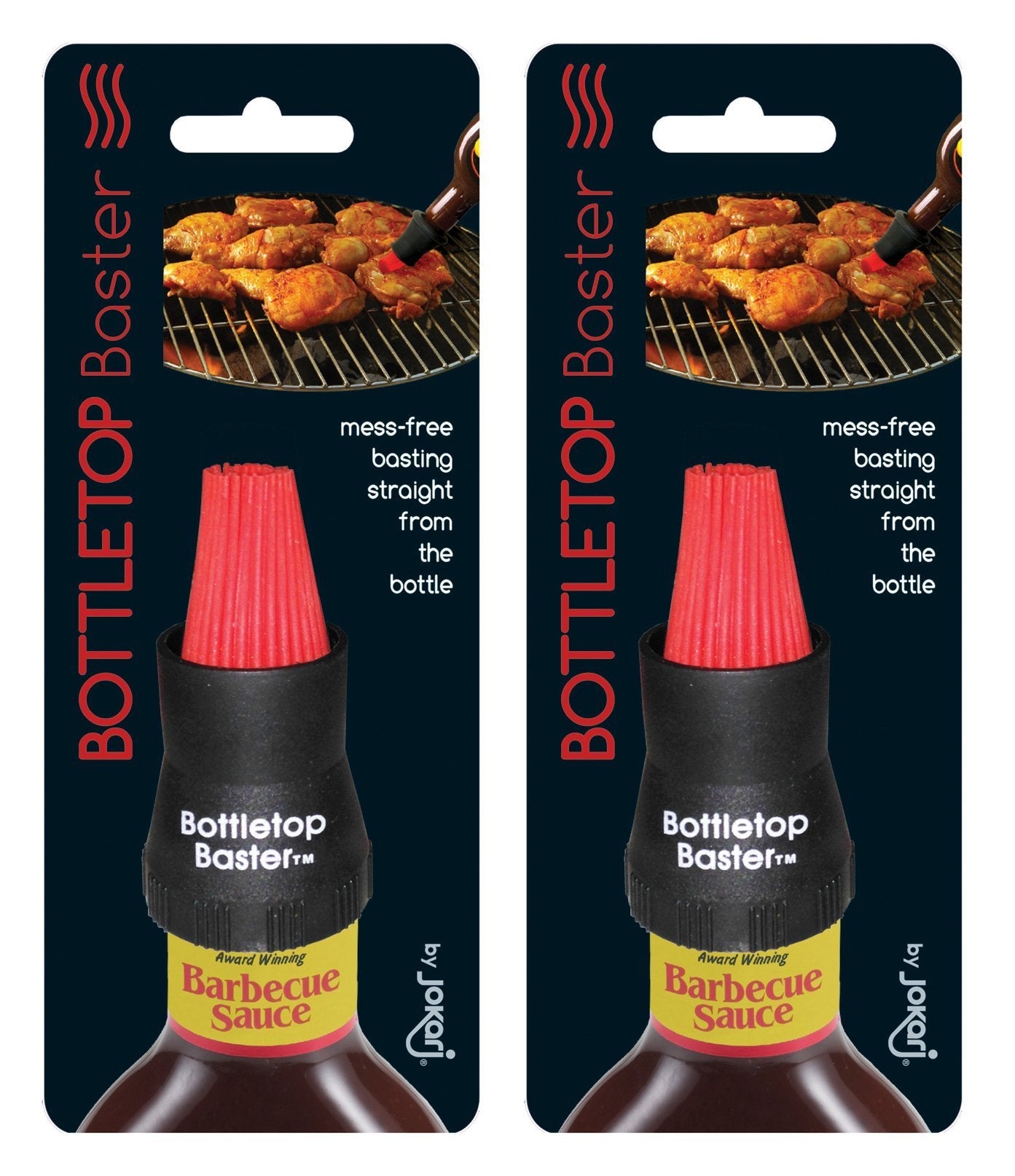 Jokari Crazy But It Works Silicone Bottletop BBQ Baster, Black, 2-Pack