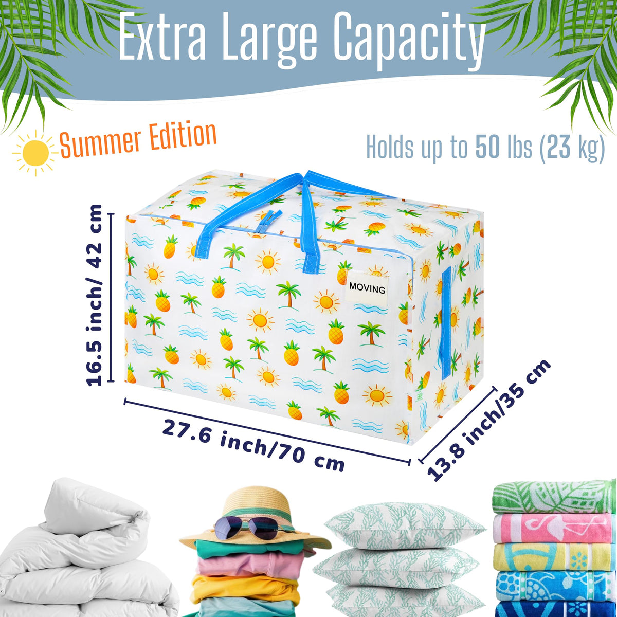 8 Pack Extra Large Heavy Duty Moving Bags with Wide Opening & Reinforced Handles (8 Count)