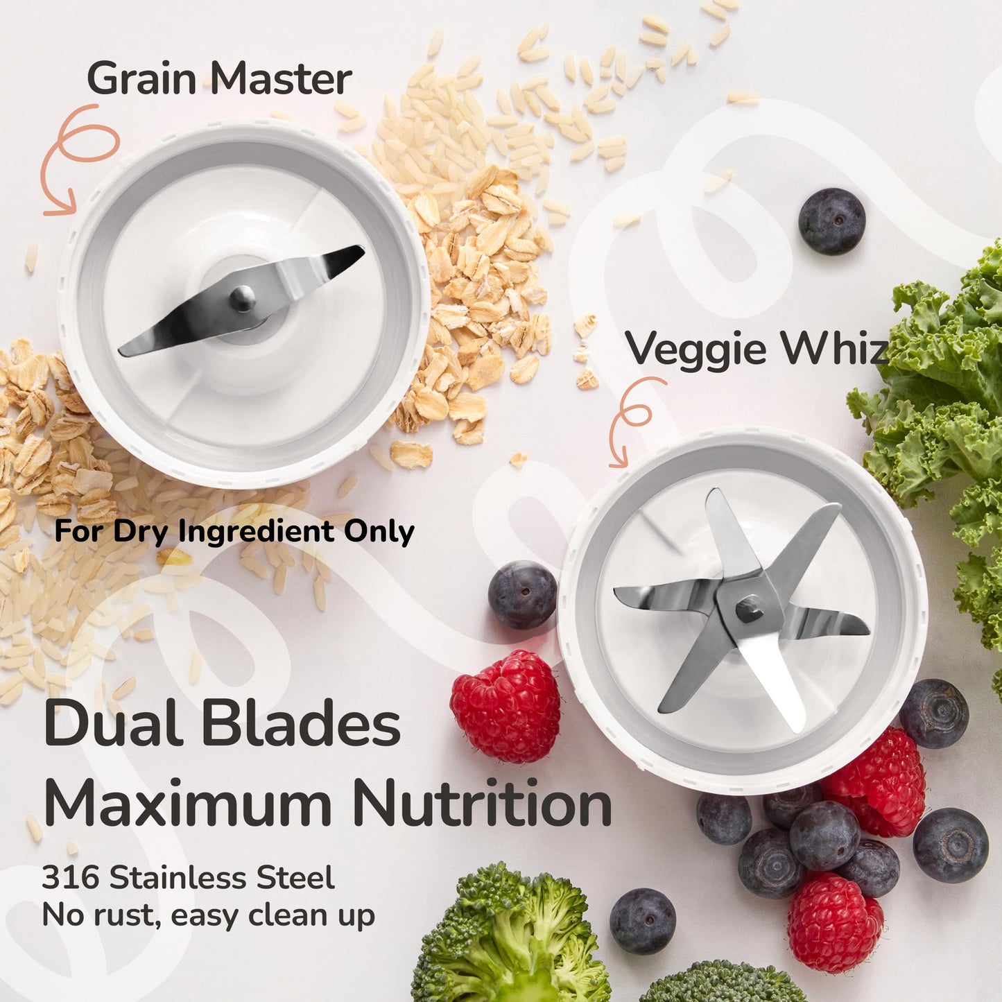 Kwiplee Bubble Blender, Baby Food Maker & Puree Blender with 2 Borosilicate Glass Cups, Compact Baby Bullet for Smoothies, Hands-Free One-Touch, 200W Motor, Cream