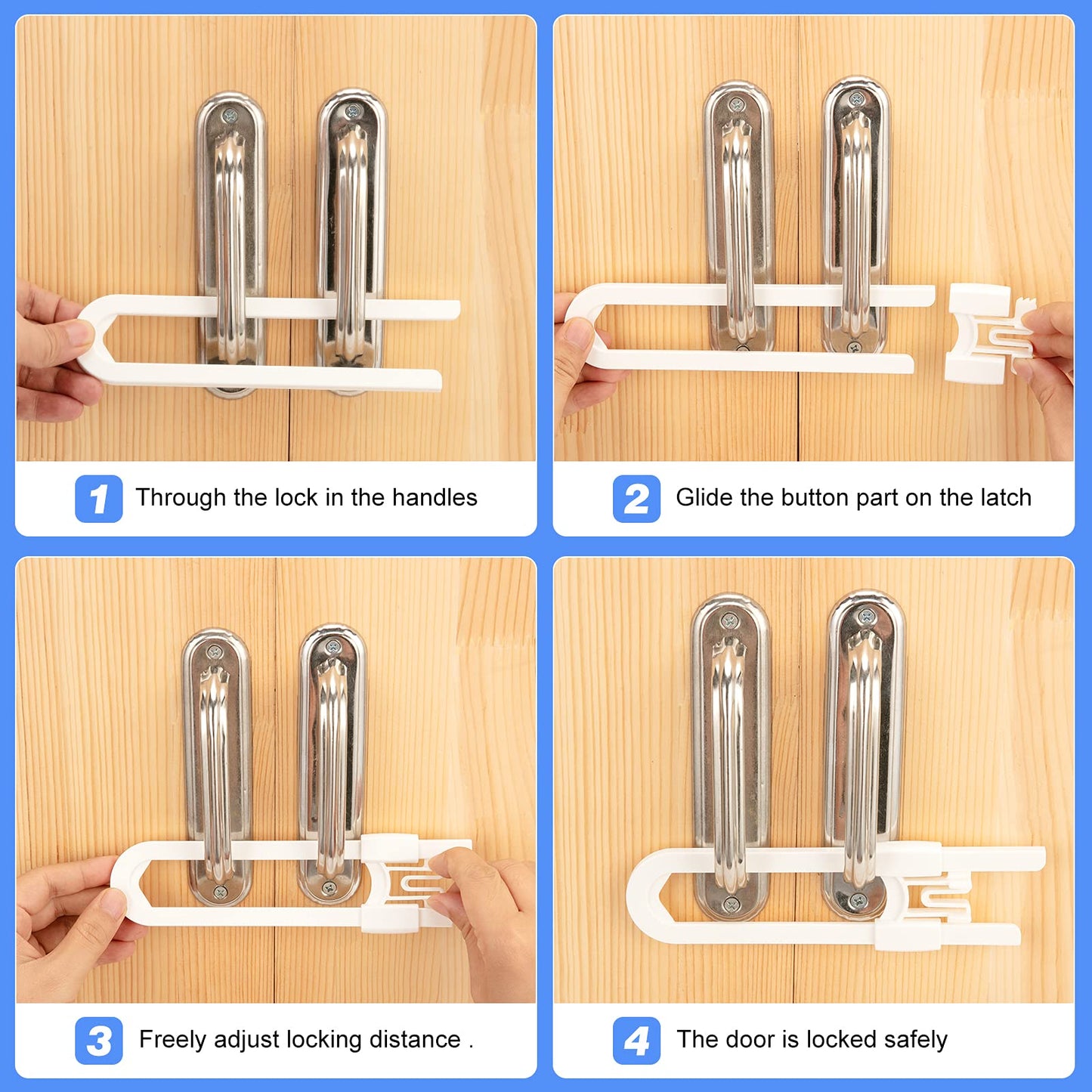 Vmaisi Baby Sliding Cabinet Locks - Adjustable U Shaped Child Safety Locks for Cabinets with Handles or Knobs, Childproof Latches for Kitchen Bathroom Storage Cupboards 10 Pack