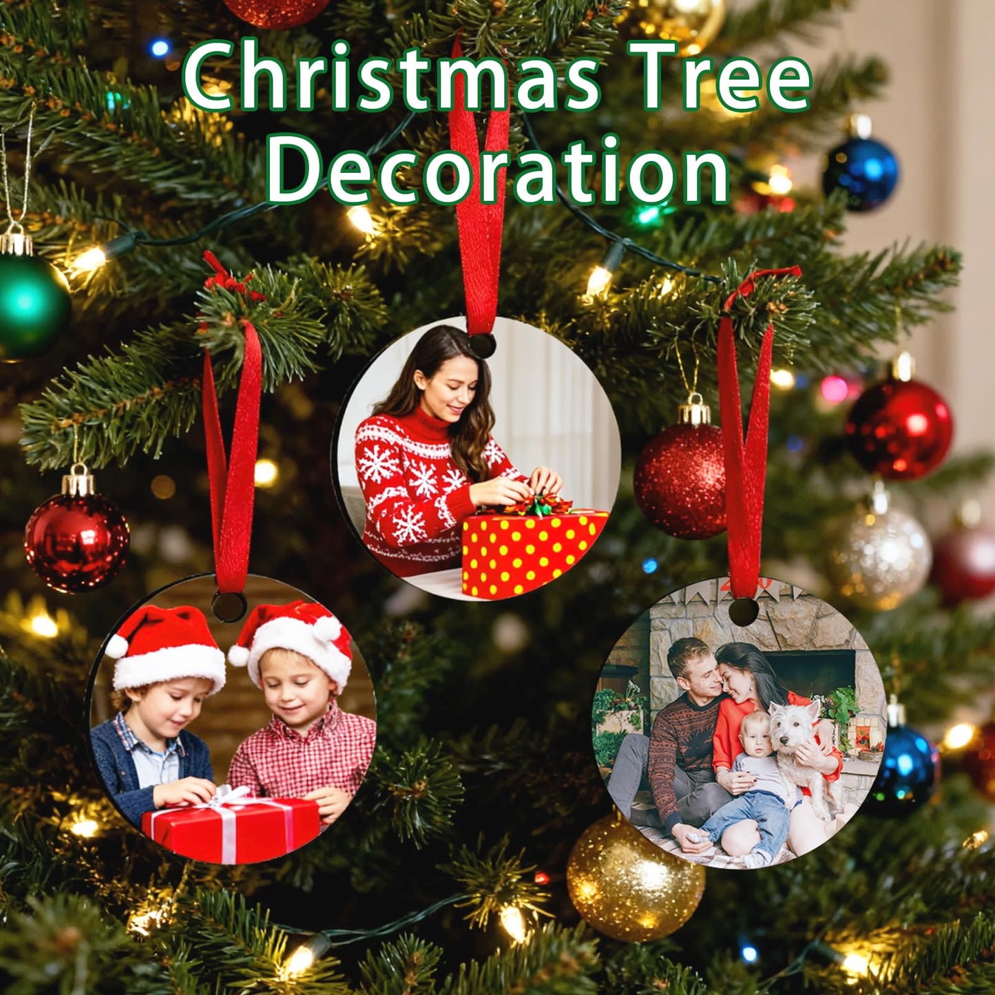 Sublimation Ornament Blanks 16 PCS Double Side Sublimation Blanks Personalized Christmas Ornaments White Round MDF Pendants for Christmas Decorations