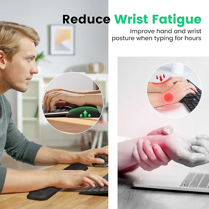 MEKASS Keyboard Wrist Rest, Soft Memory Foam Wrist Support for Keyboard, Keyboard Hand Rest Pad for Wrist Pain Relief, Keyboard Wrist Guard for Long Hours of Work, Gaming, Studying（White）
