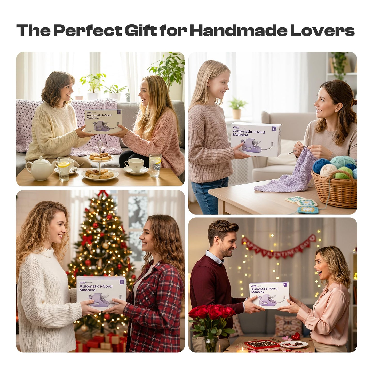 Caydo Automatic i Cord Knitting Machine Pro, Electric iCord Knitter for Fast DIY Handmade Crafts, Hands-Free Yarn Knitter to Make Flower Handicrafts & Romantic Gift, Ideal Present for Crocheters