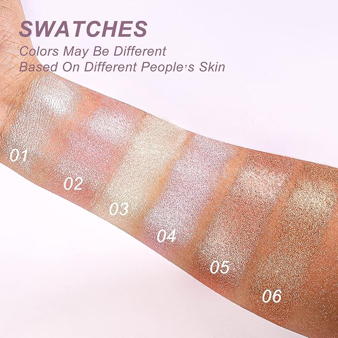 YOUNG VISION Pressed Powder Highlighter, Baked Natural Glow Contour Powder & Face Highlighter, Cruelty Free, Shimmer Highlighting Makeup for Face, Eye, Eyeshadow, Body, Skin (Brown)