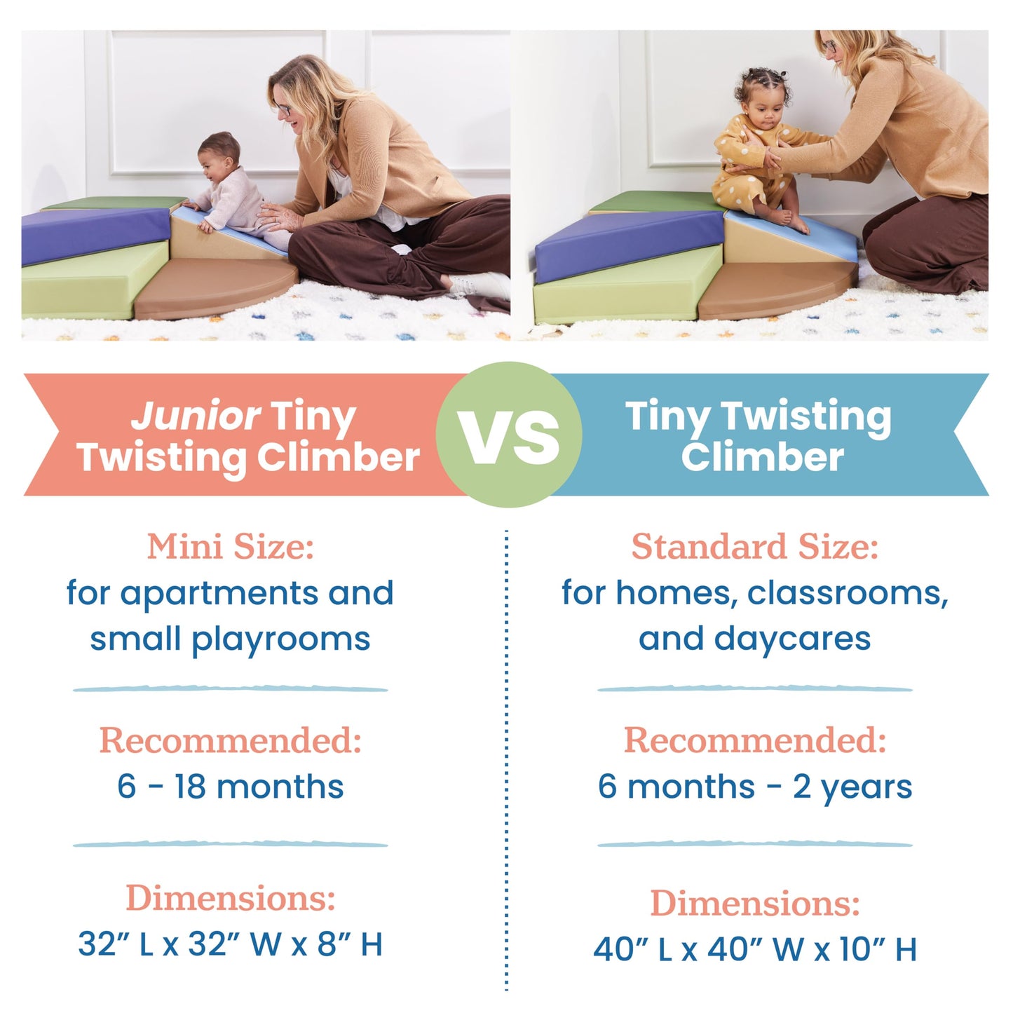ECR4Kids SoftZone Junior Tiny Twisting Climber, Beginner Playset, Earthtone, 5-Piece
