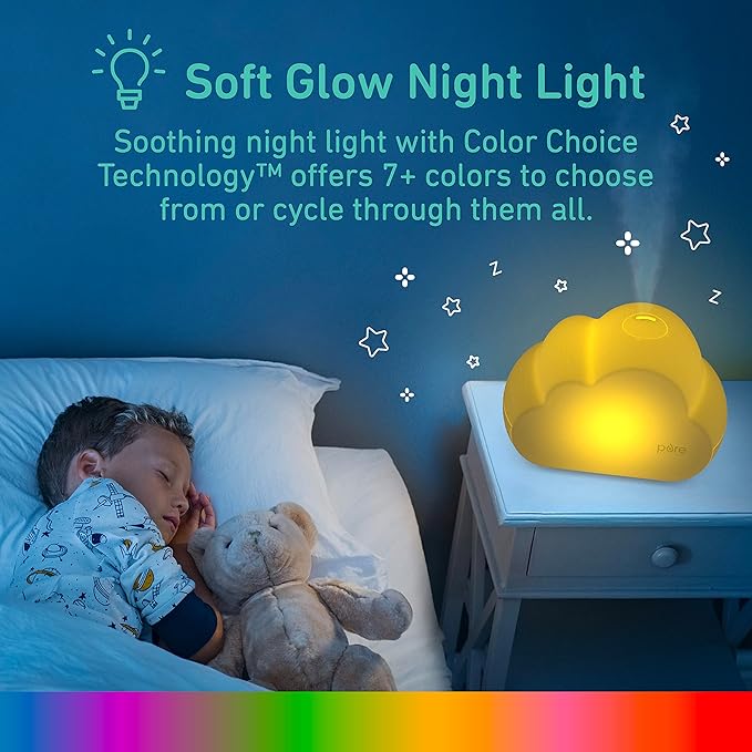 Pure Enrichment PureBaby Cloud Ultrasonic Cool Mist Humidifier - Quiet Variable Mist for up to 24 Hrs, Color Night Light, BPA-Free, Ideal for Baby