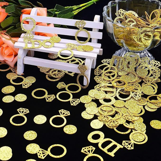 Gold Engagement & Bridal Shower Table Confetti, 100 Pieces