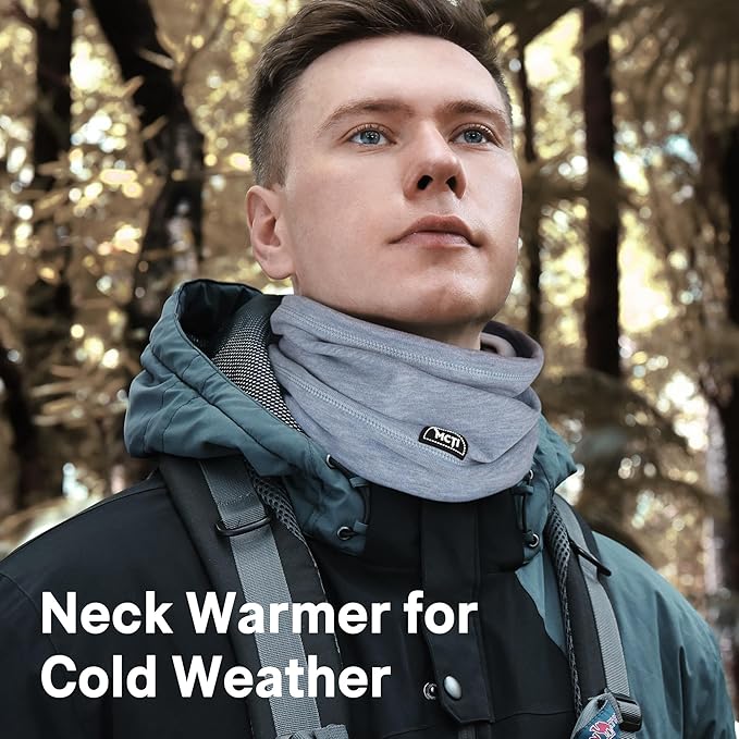 MCTi Neck Gaiter Warmer Winter Fleece Scarves Beanie Hat for Skiing Cycling Elastic Closure