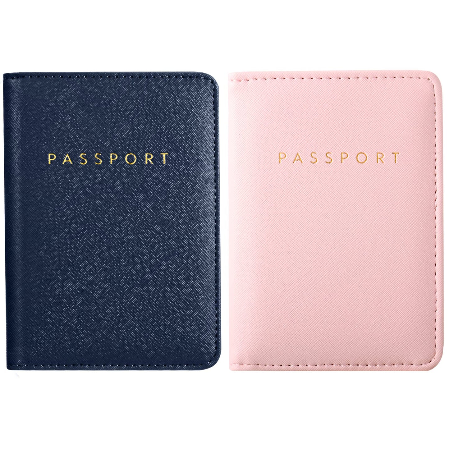 Frienda 2 Pieces Bridal Passport Covers Holder Travel Wallet Passport Case, Blue and Pink, Classic