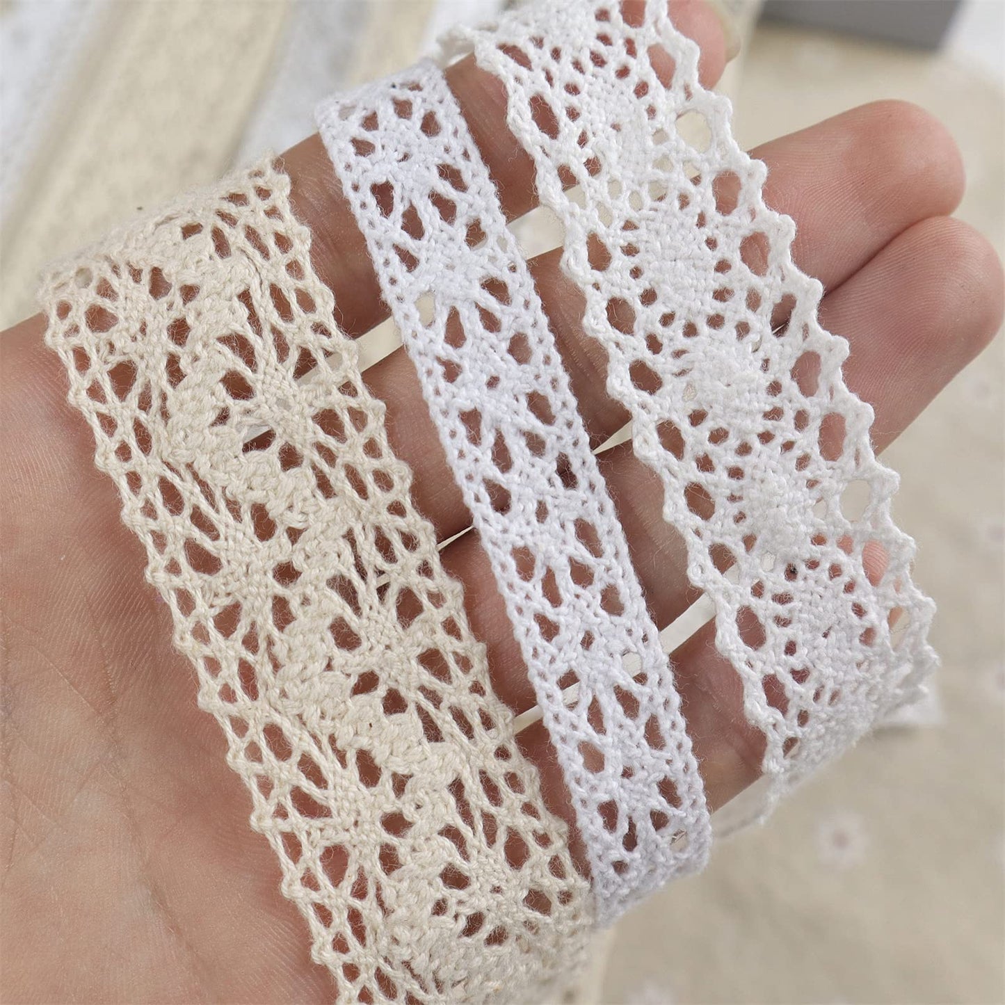 ZNZAKKA Crochet Lace Ribbon Sewing Lace Trim for DIY Scrapbooking Wedding Crafts Supply, 28 Yards (Mix)