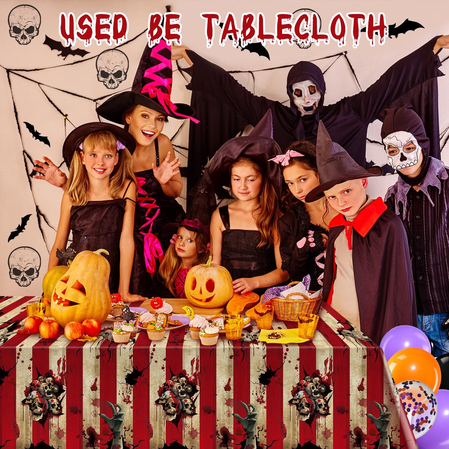 100 Ft Creepy Carnival Wallpaper, Rolls of Evil Circus Backdrop & Skull Wall Background for Haunted House Decorations
