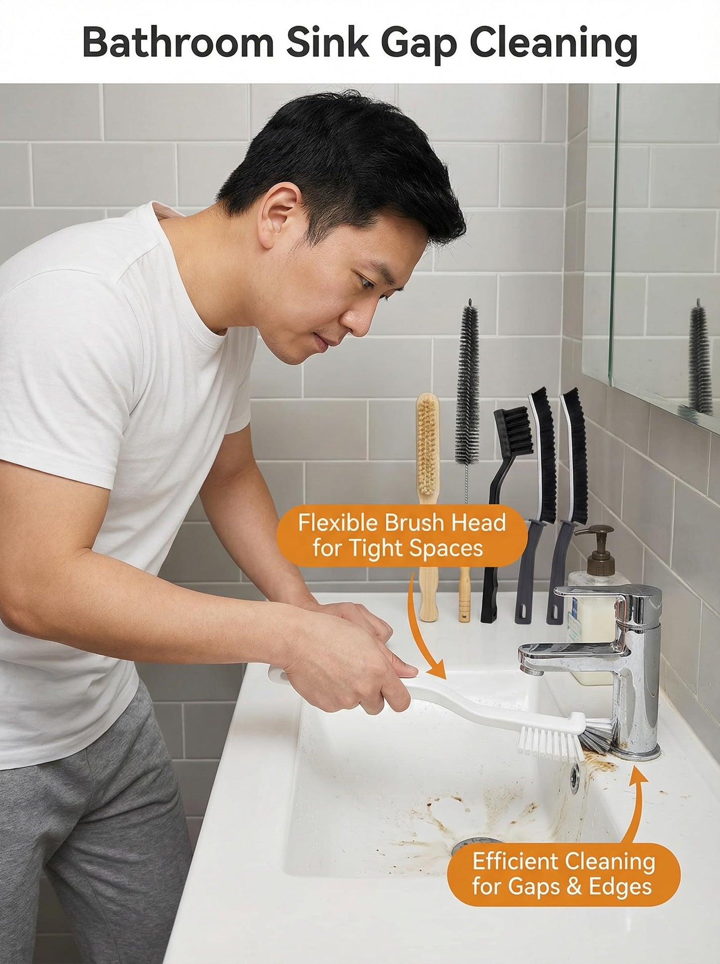 Washing Machine Cleaning Brush Set, Front Load Washer Machine Cleaner Accessories, Drum Laundry Cleaner Brush Household Cleaning Tools for Bathroom, Shower & Kitchen (6 Pcs)