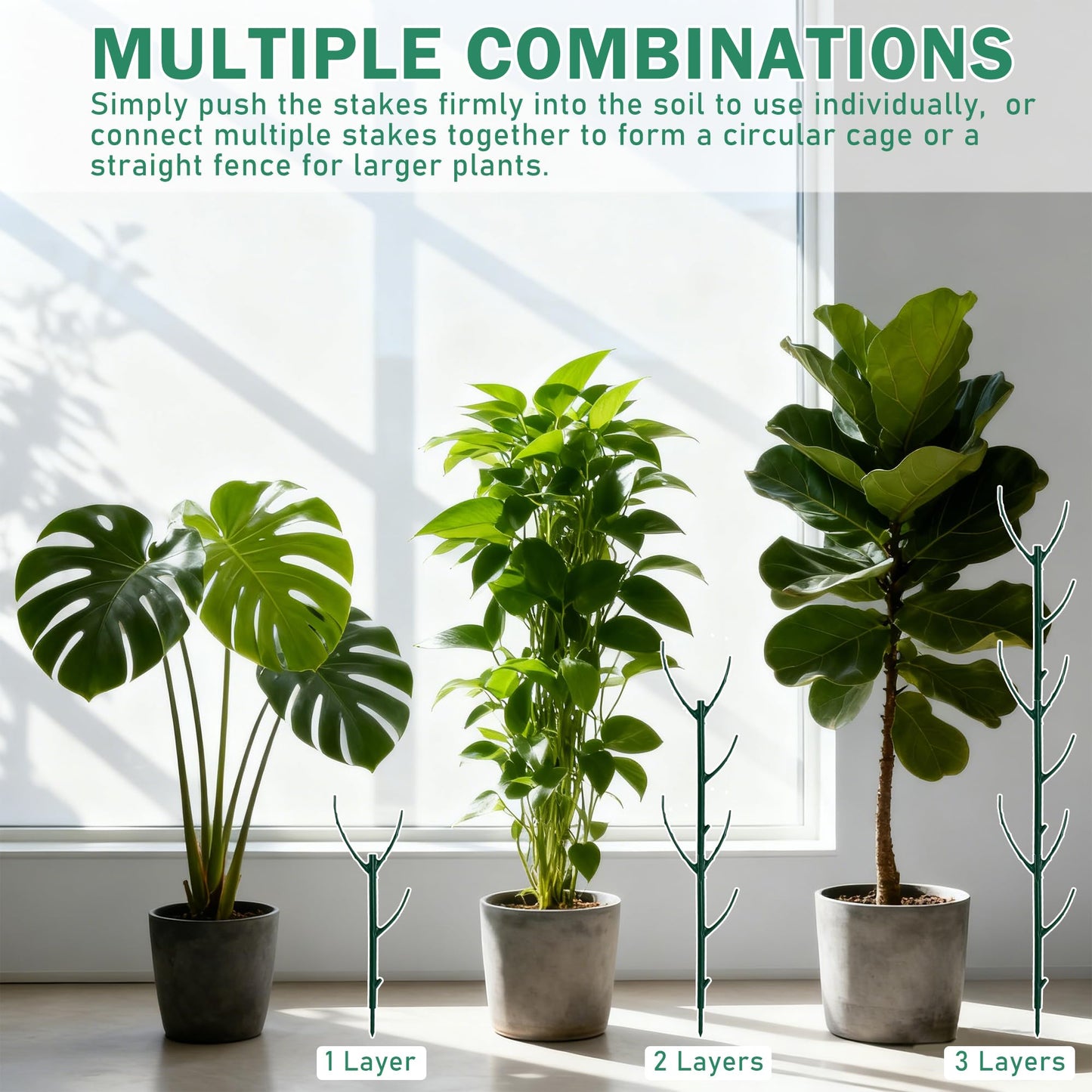 10 Pack Stackable Monstera Plant Support Stakes, Half Round Climbing Plant Pole Sticks Structures for Indoor/Outdoor Plants, Garden Accessories for Potted, Pothos, Philodendron & Vine Plants