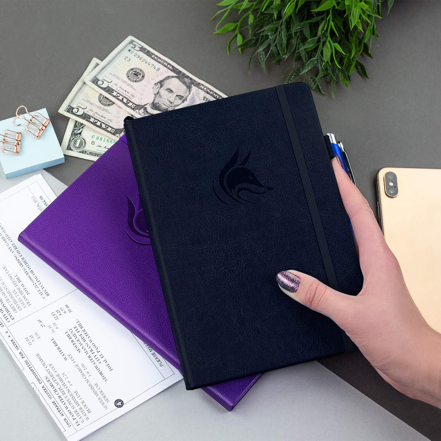 Clever Fox Check Register Book - Deluxe Transaction Register, Accounting Ledger Book, Checkbook Register & Checking Account Register Book for Personal and Work Use, A5 Hardcover - Dark Blue