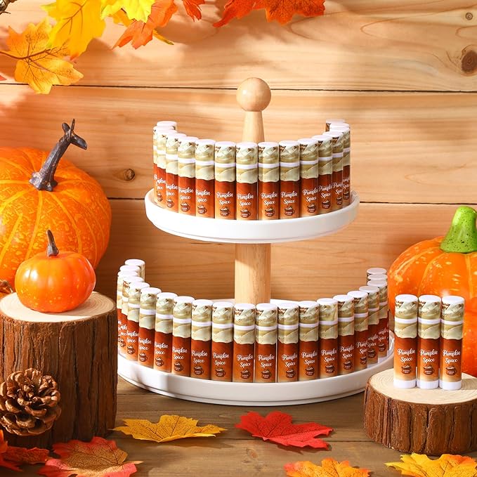 50 Pcs Halloween Fall Pumpkin Spice Flavor Lip Balms Gifts Bulk Halloween Fall Party Stocking Stuffers Small Thank You Appreciation Gifts for Women Men Staff Coworkers Employee Homeless