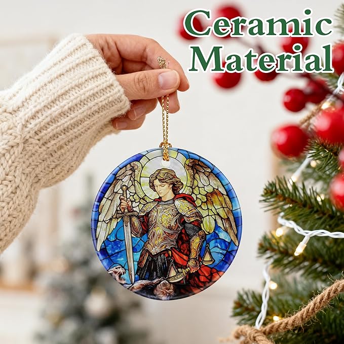 Archangel Michael Ornament | Christmas Ornaments, Christmas Decorations, Hanging Ornaments for Tree, Warrior Angel Decor | Religious Gifts, Christian Gifts | Faithful Gift, Spiritual Guardian Gift