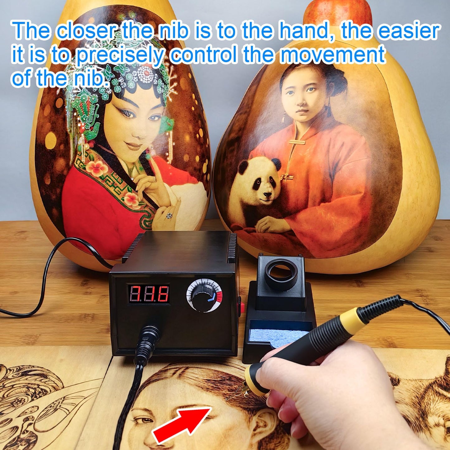 FIRElood Wood Burning Tool,Wood Burning kit Pen 25~750℃,Professional Wood Burning kit,with Digital Thermometer Temperature Adjustable Temperature,1 Wood Burning pens, 30 Wood Burning Pen Tips