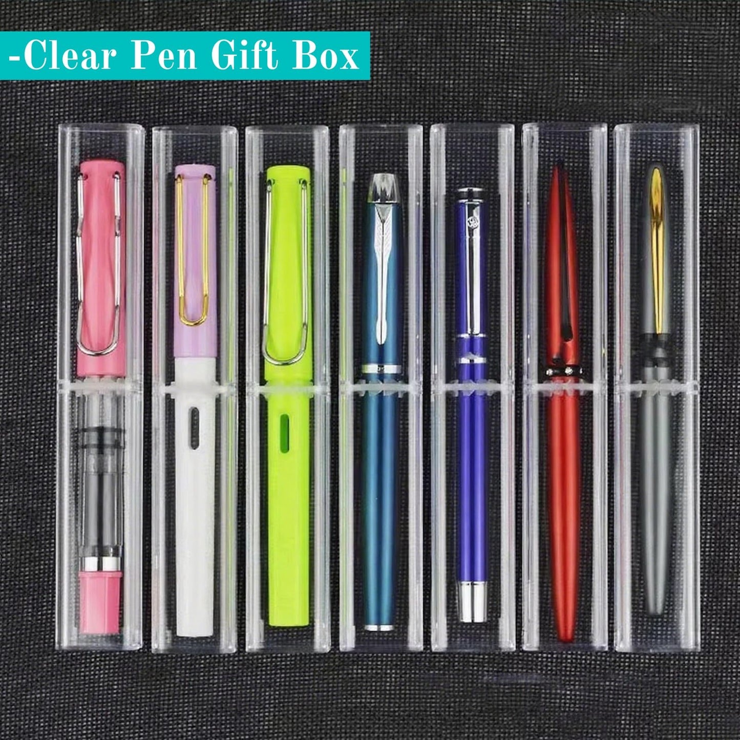 Mezchi 50 Pack Acrylic Pen Gift Boxes, Clear Pen Gift Box, Empty Pen Cases, Reusable Plastic Pen Display Case for Single Pen, School Office Supplies