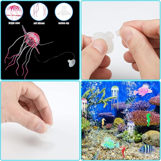Patelai 8 Pcs Jellyfish Fake Fish Tank Aquarium Decorations, Dreamy Color