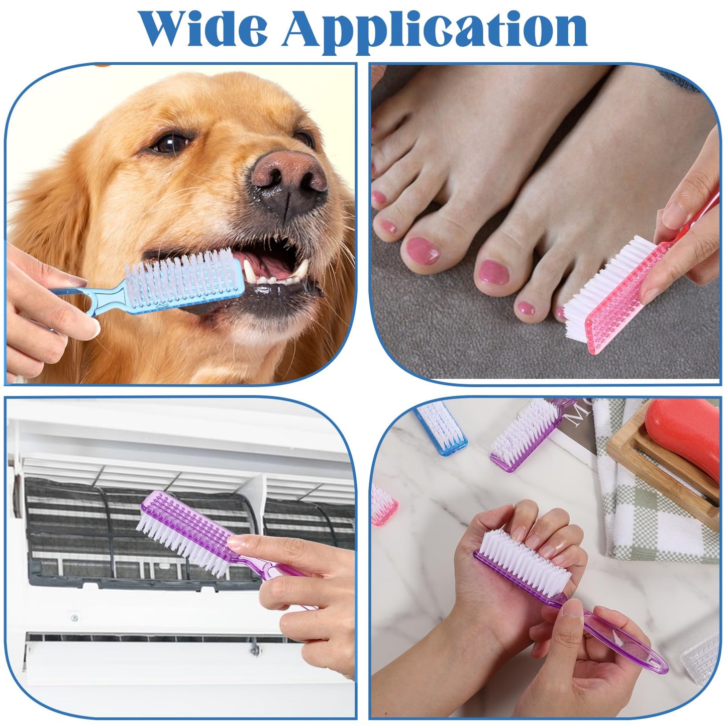 100 Pcs Handle Grip Nail Brush Bulk Nail Brushes for Cleaning Fingernails Soft Bristles Cleaning Brushes, Soft Stiff Bristles Pedicure Manicure Tools for Toe, 5 Colors
