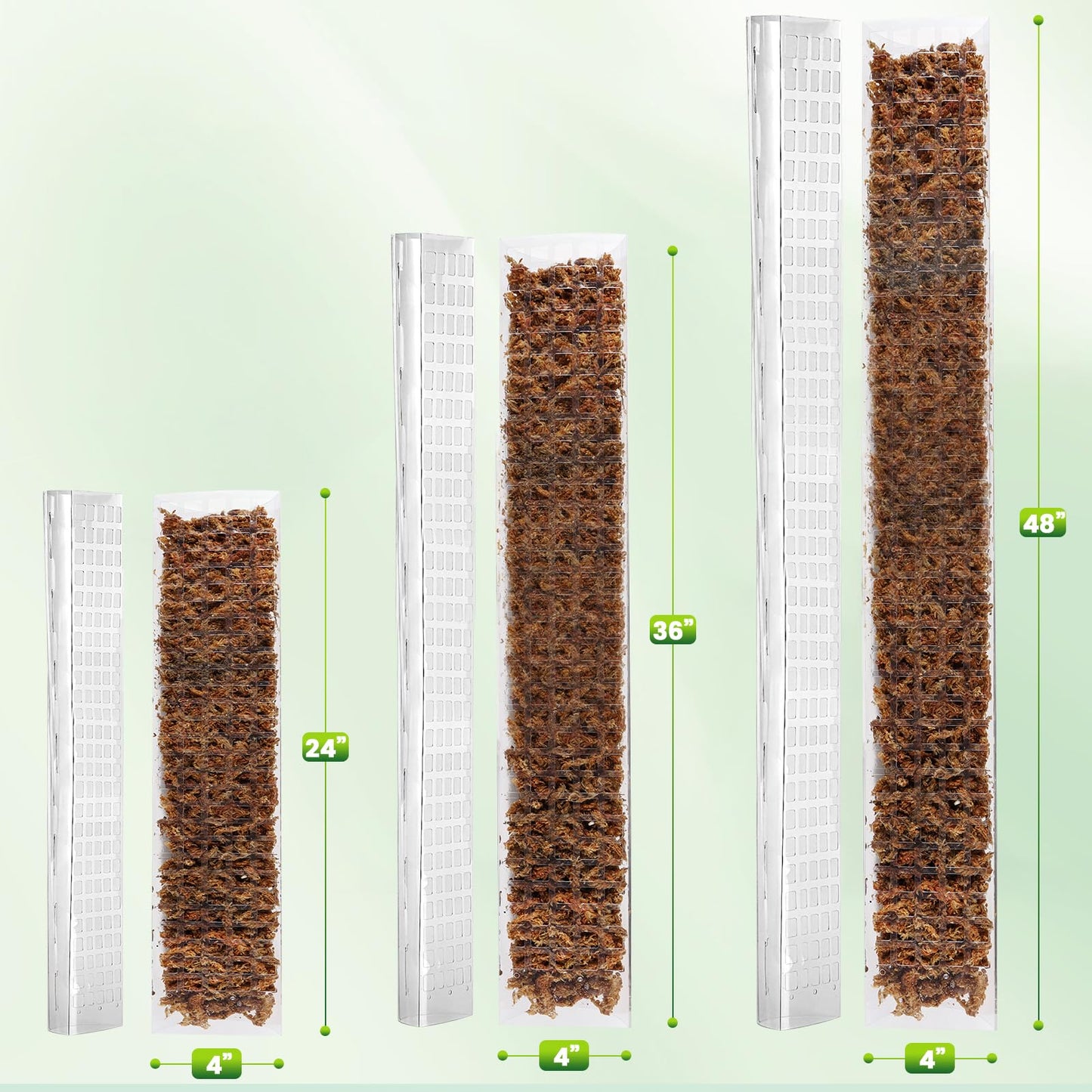 EOX 6 Pack 24" x2 + 36" x2 + 48" x2 Plastic Moss Pole for Monstera, Large D Shaped Poles for Climbing Plants Work with Sphagnum Moss, 210 Inch Total