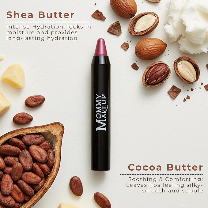 Mommy Makeup Triple Sticks Lipstick, Cream Blush & Teatment All-In-One with Shea & Cocoa Butter - Soft & Creamy Moisturizing Lip Crayon For Lips & Cheeks (Pink Daisy)