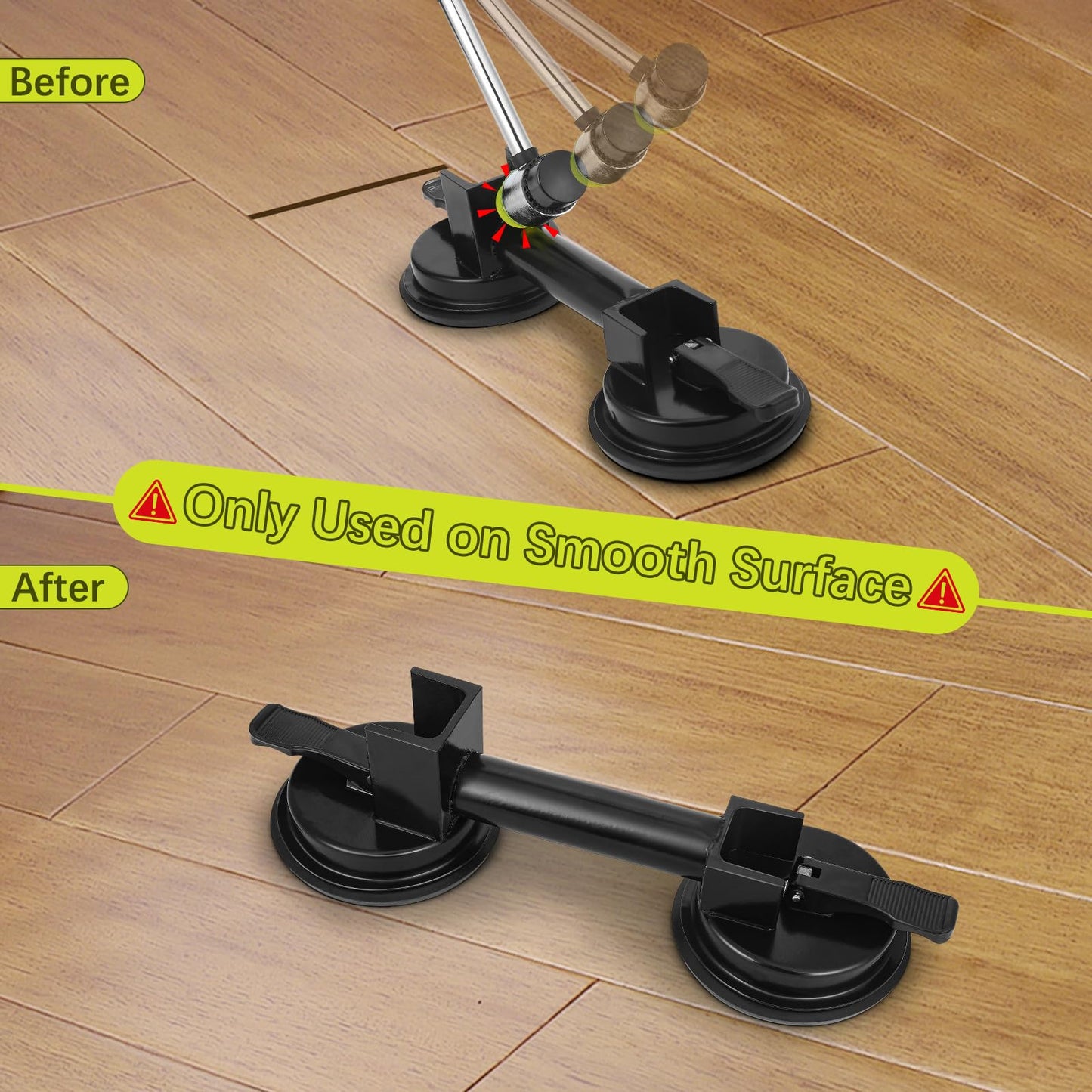 New Floor Gap Fixer Tool Includes Enhanced Suction Cup with Hammer Target & Rubber Mallet for Laminate Floor Gap Repair