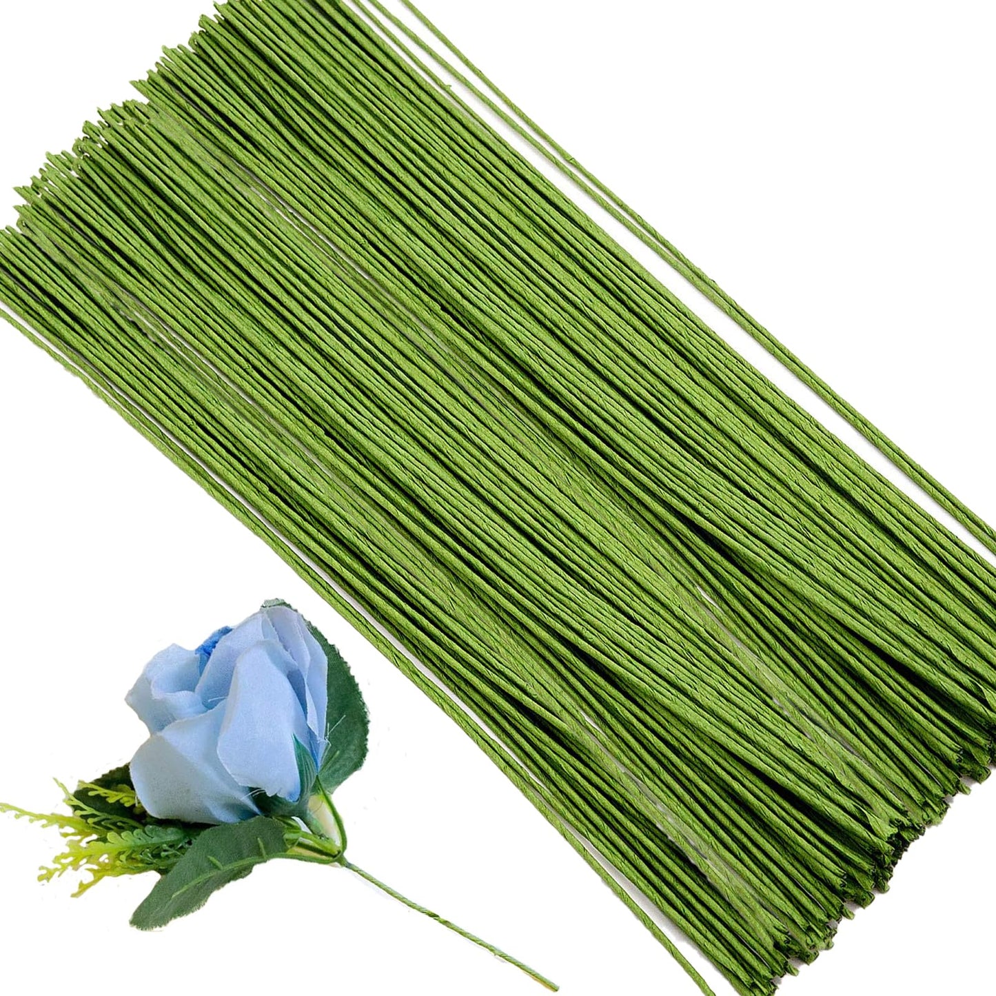 KINJOEK 400 Counts 16 Inch Floral Wire,14 Gauge Floral Stem Wire for DIY Floral Arrangements and Decorations