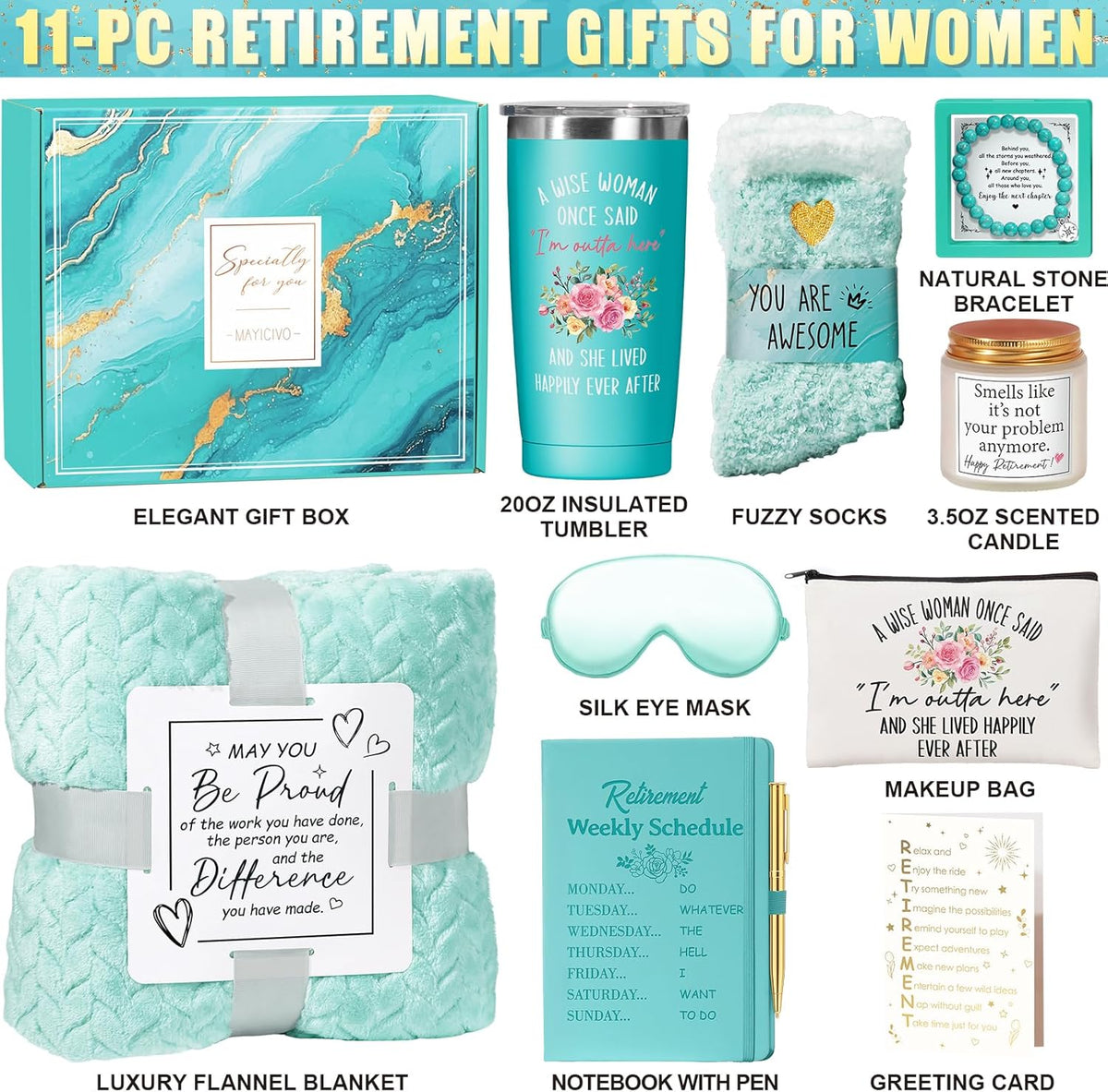 Happy Retirement Gift for Woman 2025, Cool Retirement Gifts for Women Coworkers, Funny Retired Gifts Idea for Women Teacher Nurse Retirees Boss Friends Mom Grandma, Farewell Leaving Gift with Blanket