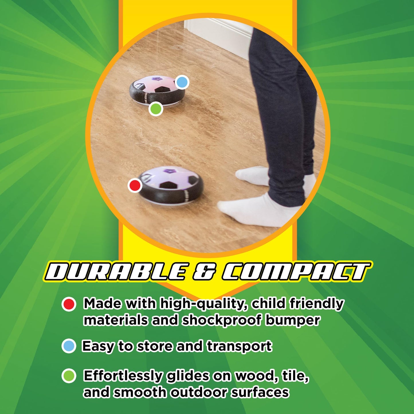 Hover Soccer 2 Pack from The Makers of Stomp Rocket – LED Lights and Padded Bumpers Indoor Air Soccer Toy for Boys Girls Ages 3 4 5 6 7 8 + Fun Games