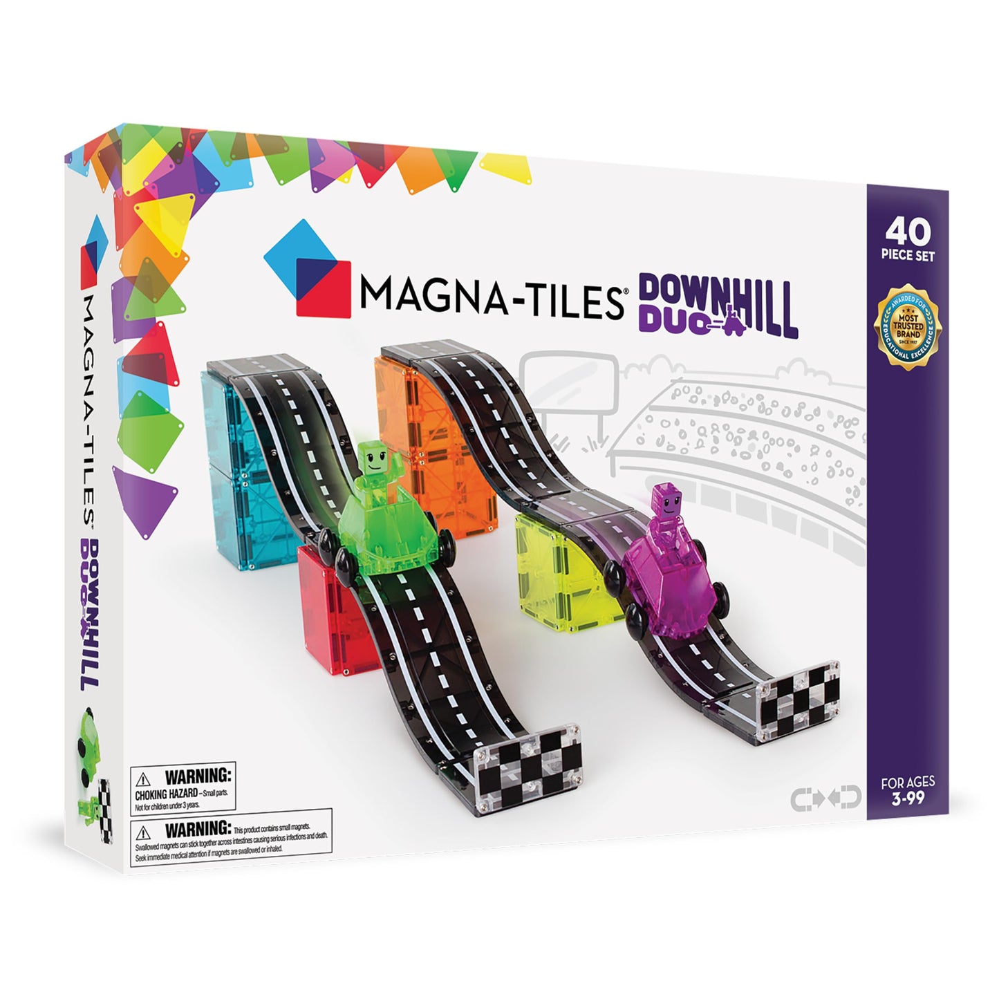 Magna-Tiles Downhill Duo 40-Piece Magnetic Construction Set, The Original Magnetic Building Brand