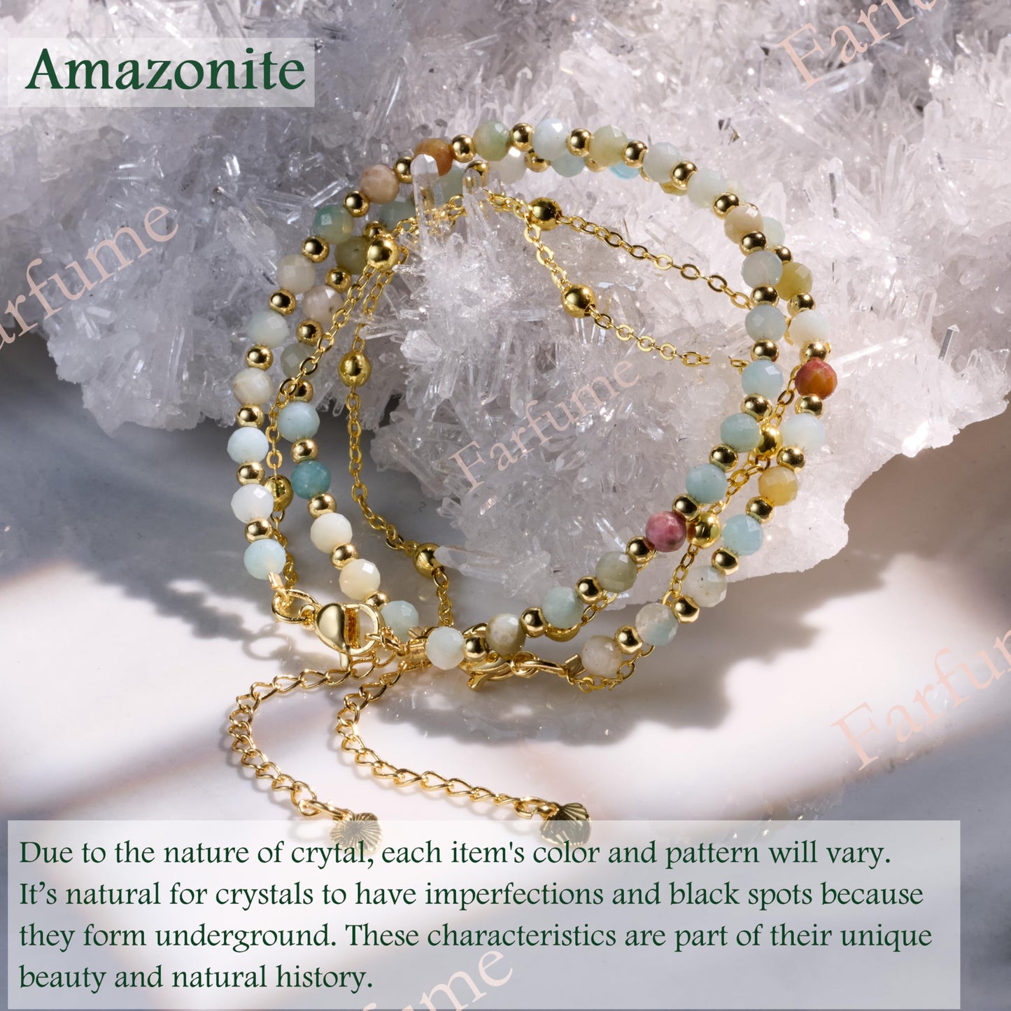 Farfume Amazonite Crystal Bracelet Beaded Bracelets for Women 4mm Natural Stone Beads Gemstone Handmade Jewelry Valentine's Day Gifts