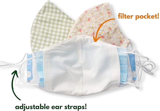 HOPE LOVE SHINE Face Mask Adjustable Filter Pocket Reusable Breathable Washable Cloth Mask Face Masks for Women Men - 3 Pack
