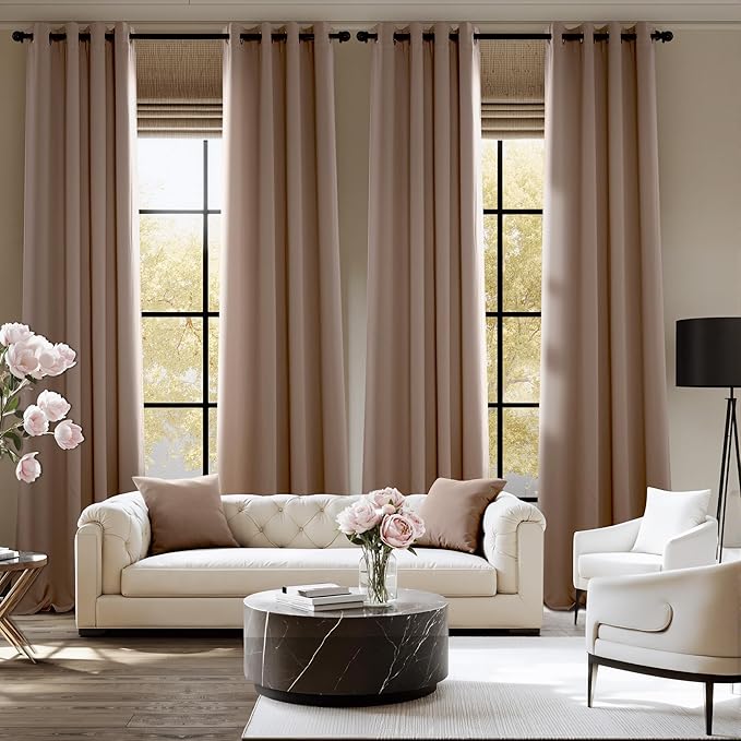 NICETOWN Room Darkening Draperies Curtains Panels, 2 Panels Cappuccino W52 x L84