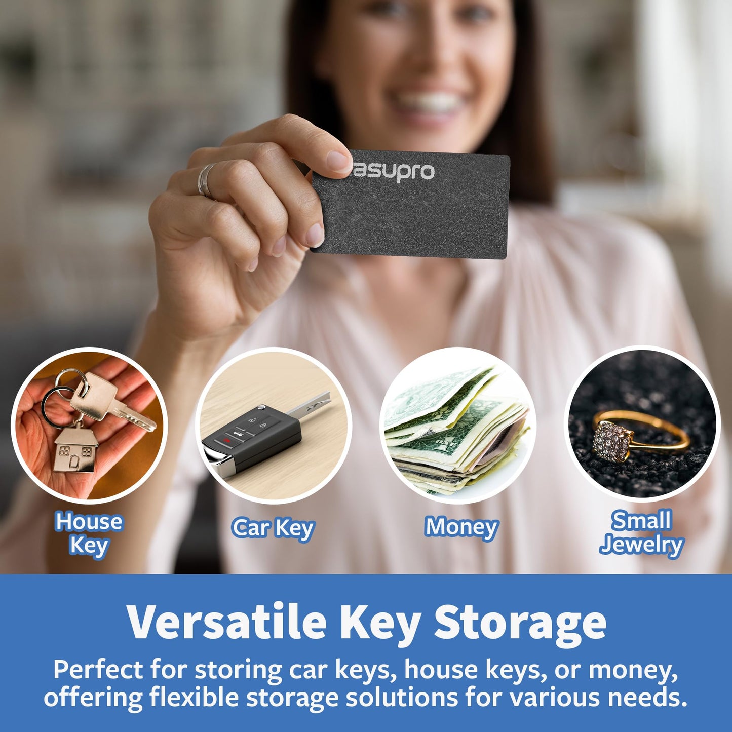 Measupro Magnetic Key Holder for Car 6 Pack - Under Car Spare Keys Hider Hide A Key for Your Car So You Never Lock Out Magnetic Key Plastic Boxes Store a Spare Key for Your Home Office - Rugged Black