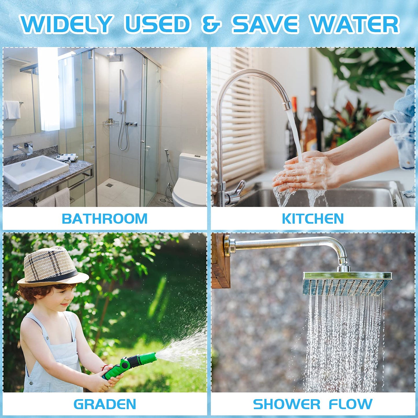 Honoson 8 Set Shower Flow Reducer Limiter Set 1/2 Inch Flow Restrictor Control Valve for Fixed Handheld and Shower Head 1.2/1.5/1.8/2/ 2.2/2.5 Gpm