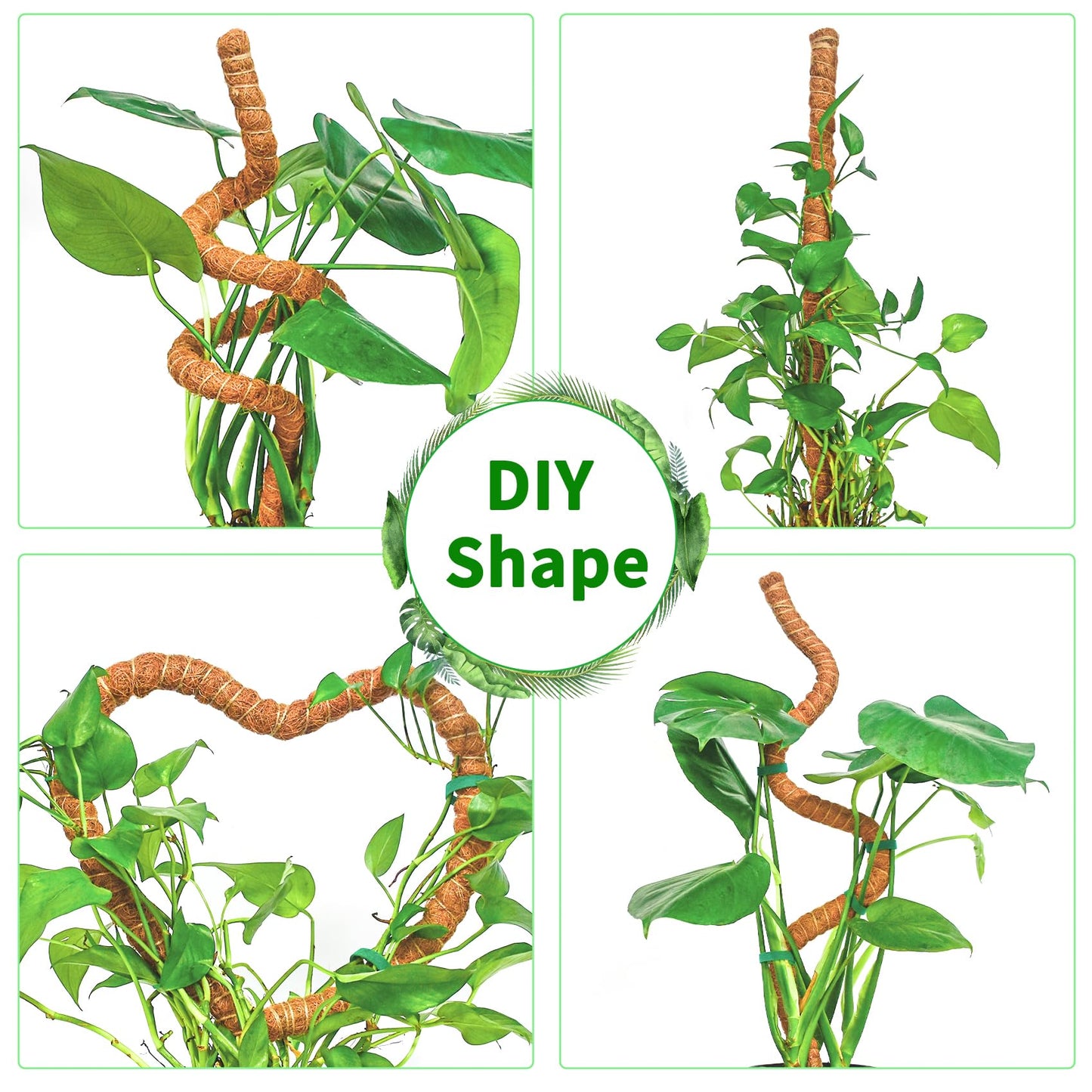 Dimpoo 4 Pack 28 Inch Moss Pole Monstera Plant Support, Coir Moss Poles for Climbing Indoor Plants, Bendable Plant Stake Trellis for Potted Plant, Pothos, Philodendron