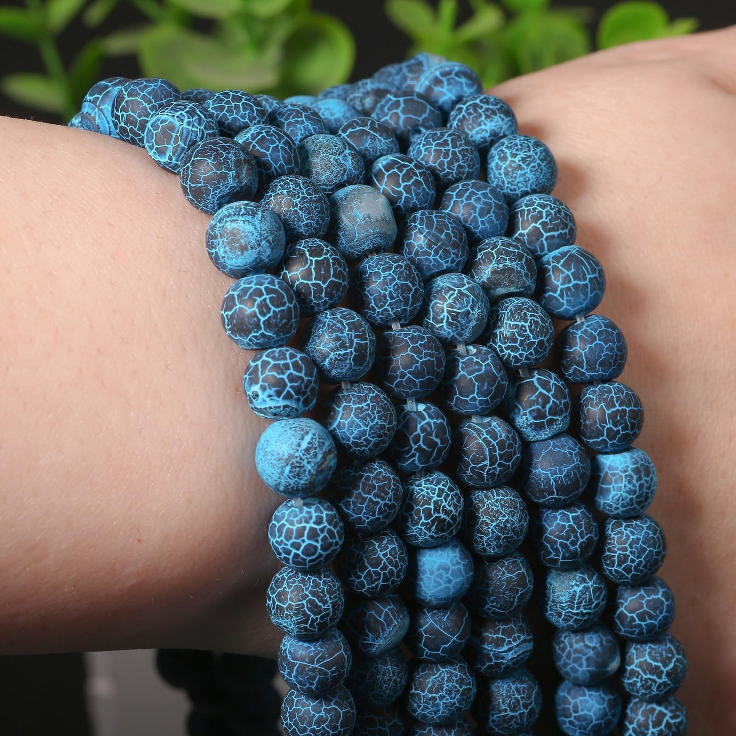 6mm Deep Blue Matte Oxidized Natural Stone Beads Round Loose Beads for Jewelry Making Yochus DIY Beads Bracelet Necklace