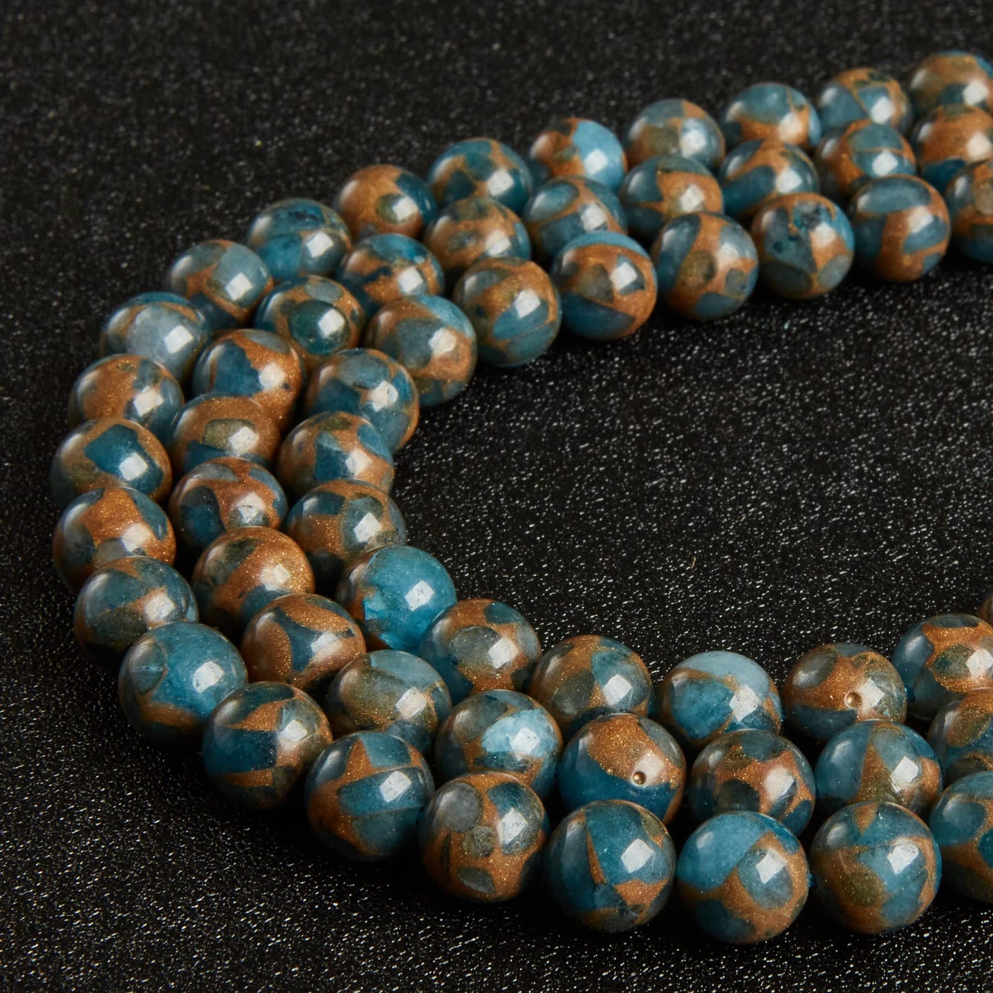 60pcs 6mm Lake Blue Cloisonne Beads Natural Gemstone Beads Round Loose Beads for Jewelry Making