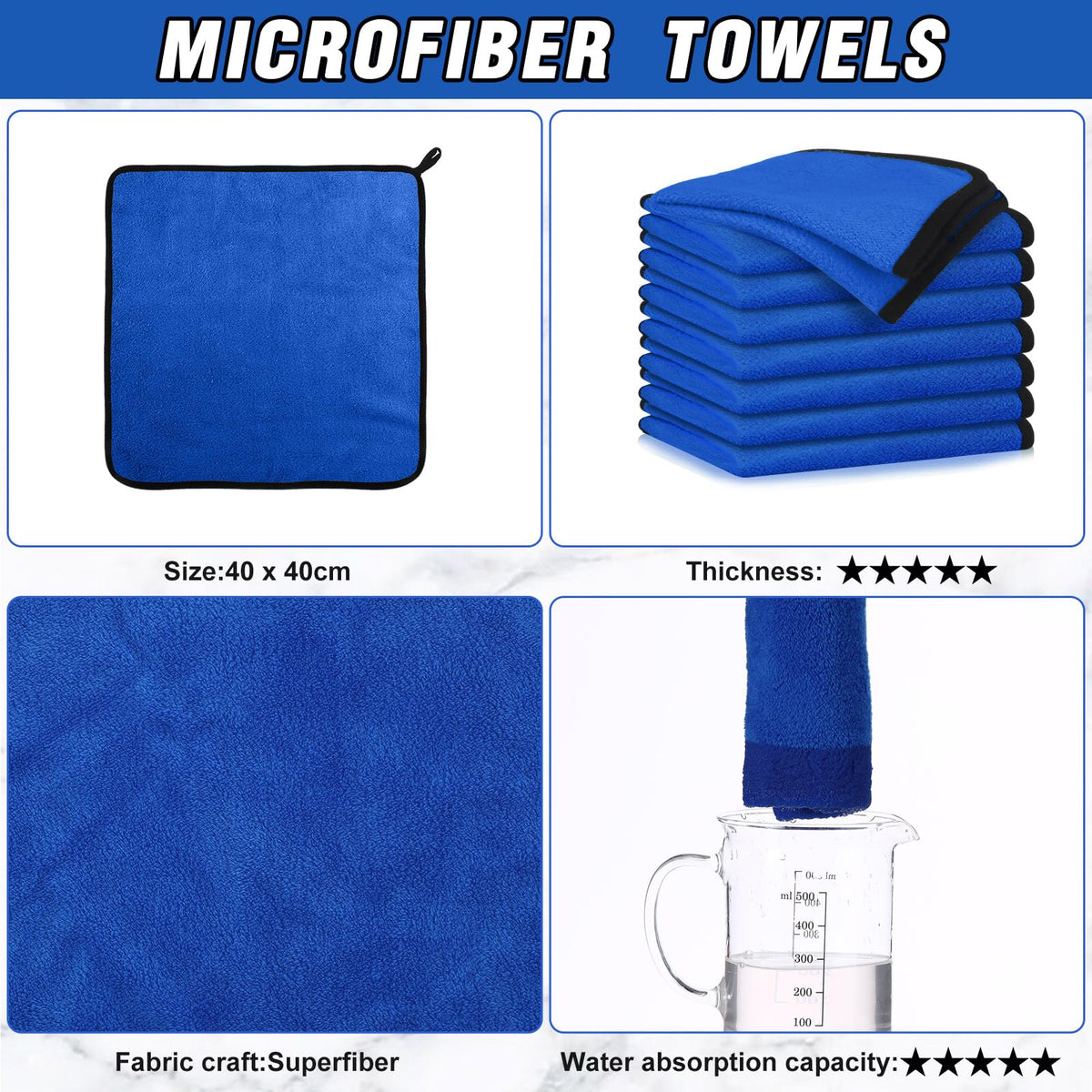 80 Pcs Blue Microfiber Towels (80 Count)