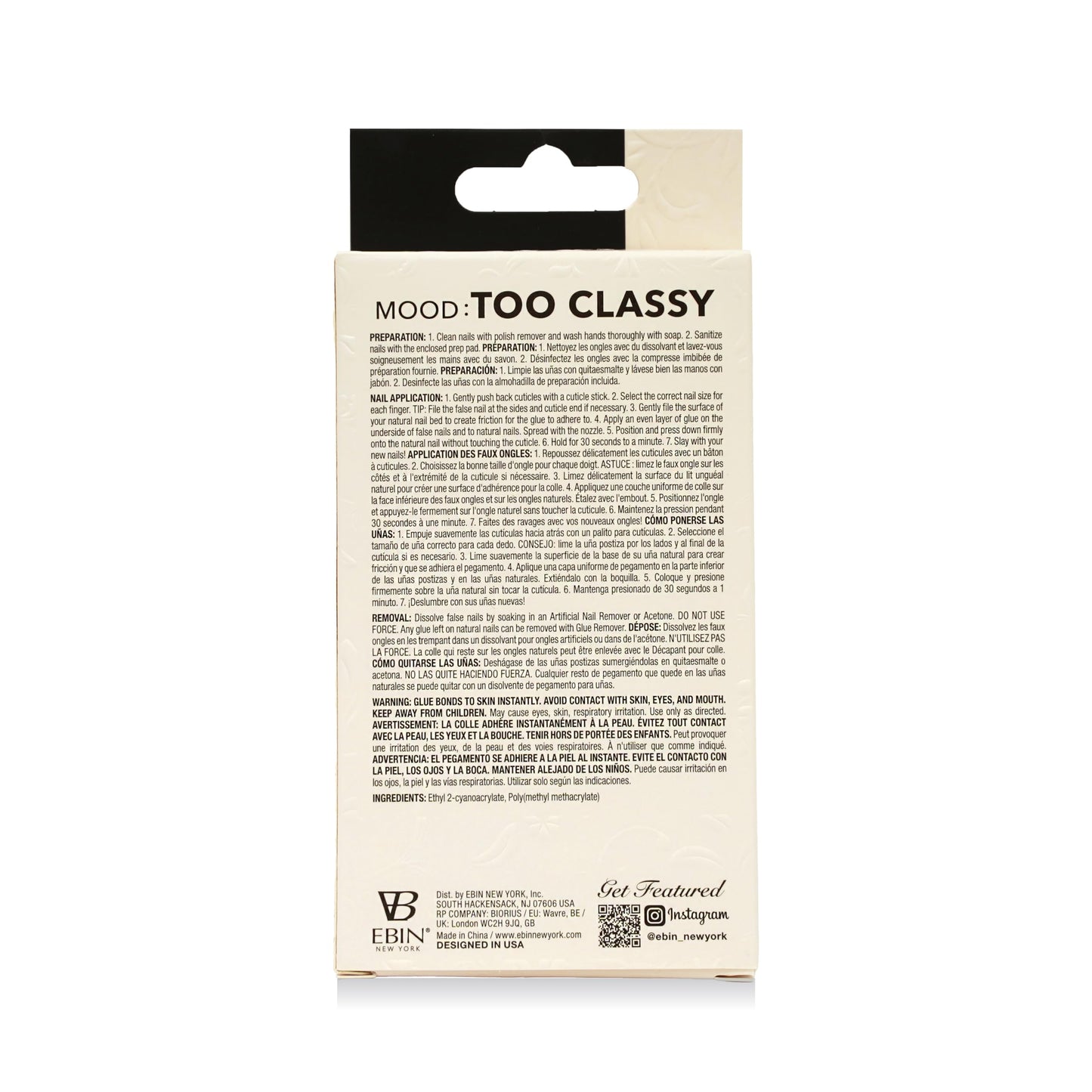 MOOD: TOO CLASSY Press On Nails - Bare with Me | Trendy Long Coffin Shape | Salon Acrylic Finish, Kit Includes 30 Nail Tips, Mini Glue, Adhesive Tabs, Nail File, Cuticle Stick, Prep Pad