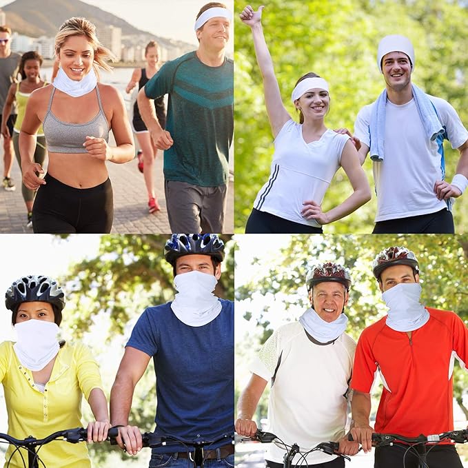 Geyoga 6 Pieces Winter Face Mask for Men UV Protection Mask Sunscreen Breathable Windproof Neck Gaiters Scarf Fishing Cycling Running (White)