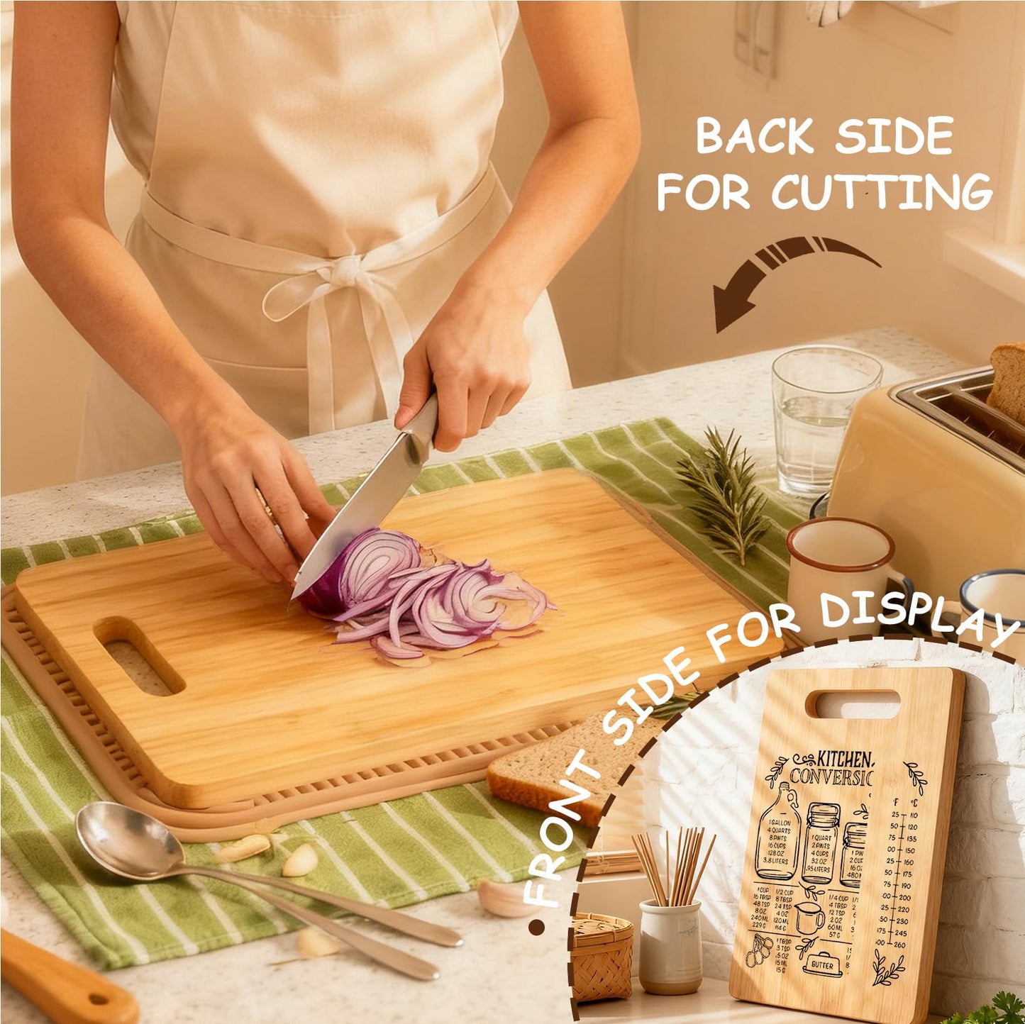 Koesus Kitchen Conversions Cutting Board, Gifts for Cooking Lovers, Gifts for Cooks Chefs Bamboo Cutting Chopping Boards for Kitchen