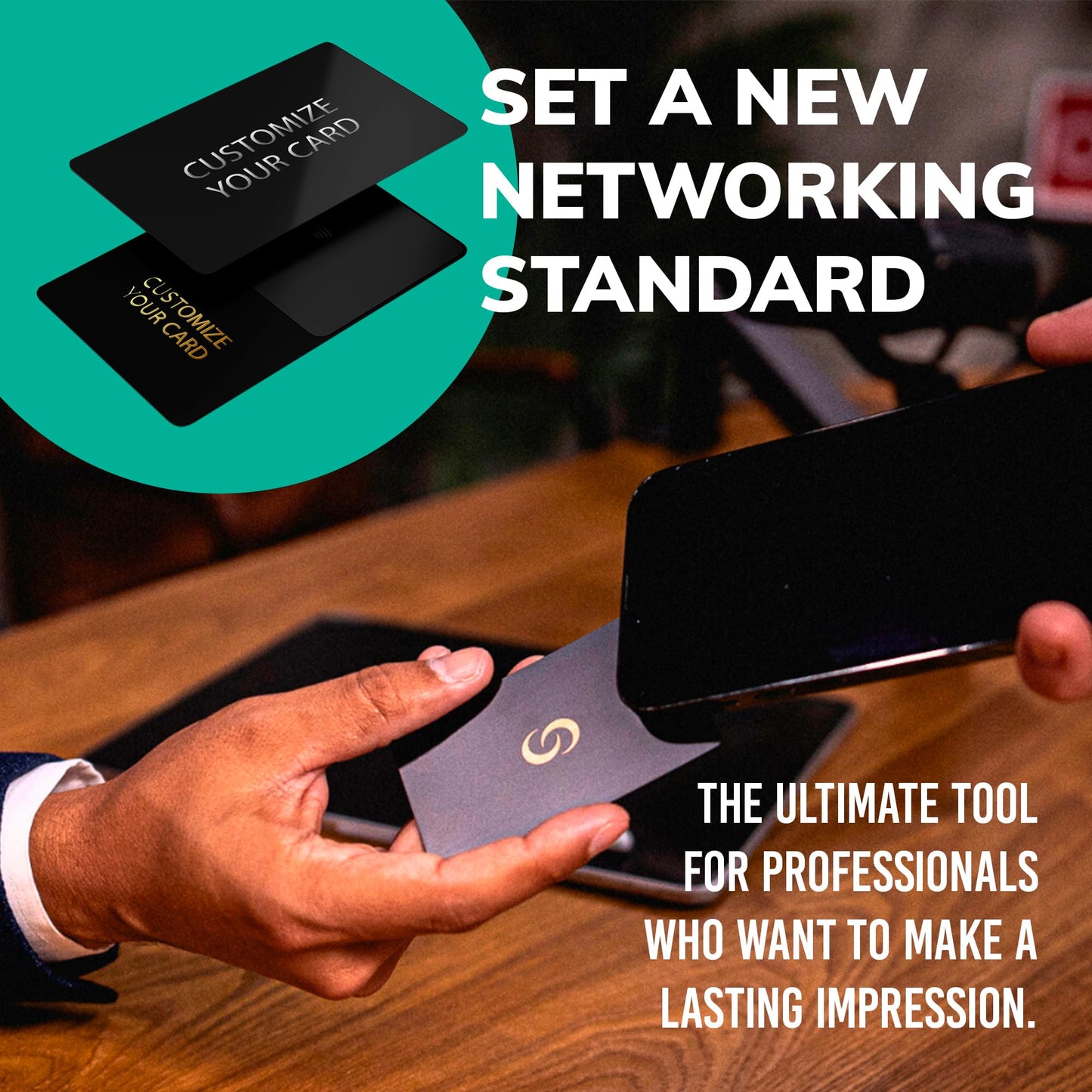 Contact Co. Smart Premier Metal NFC Card, Sleek Smart Business Card with Instant App-Free Sharing, Seamless Tool for Entrepreneurs and More, Gold