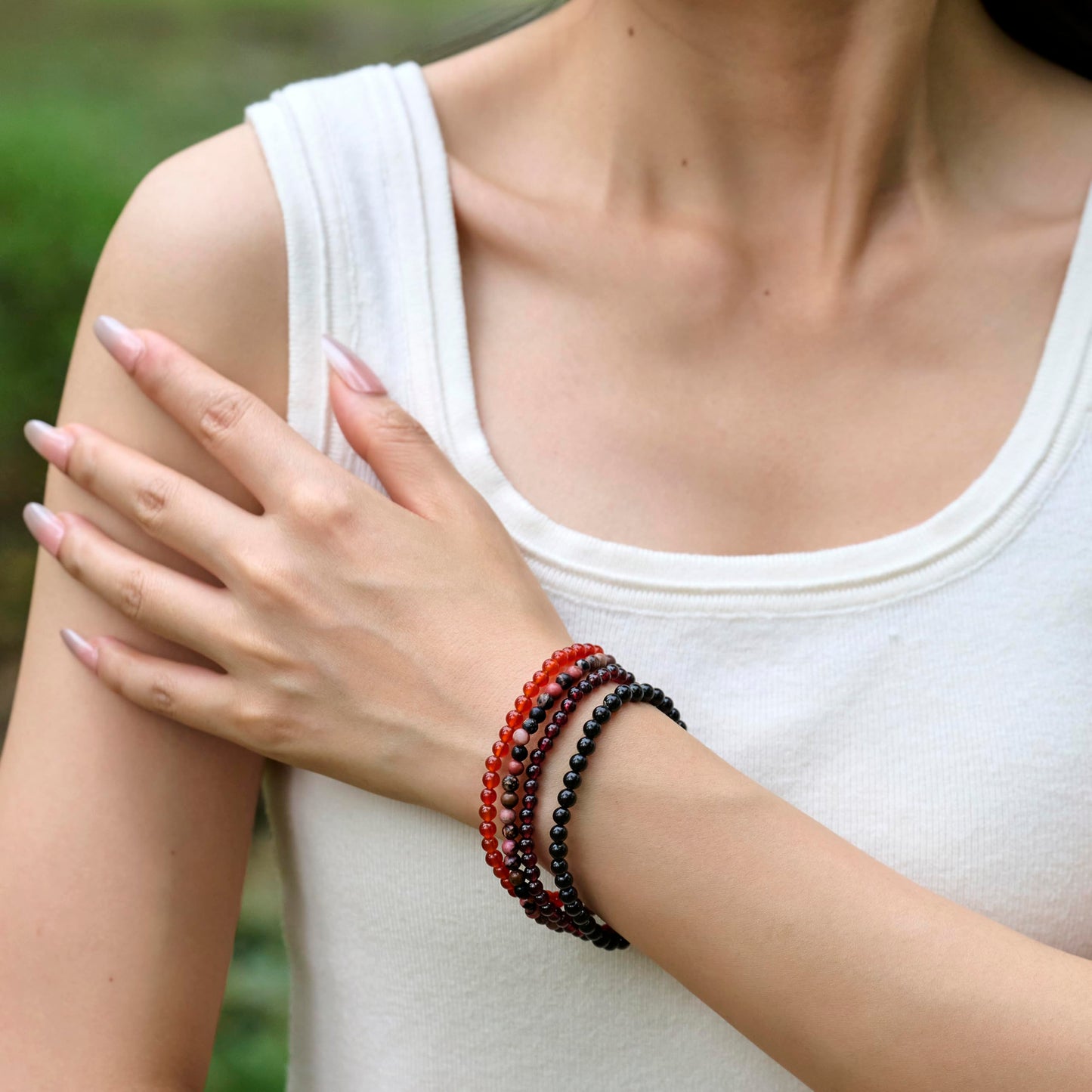 Bivei Carnelian - Energizing - 4mm Beaded Bracelets for Women Handmade Semi Precious Natural Stone Stretch Elastic Jewelry Yoga Protection Gifts