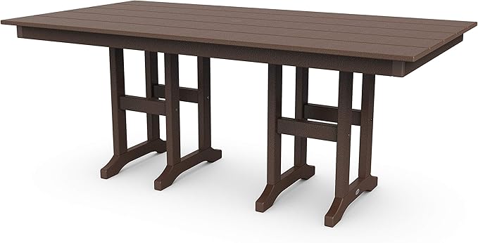 POLYWOOD Lakeside Farmhouse Rectangle Outdoor Dining Table, 37" x 72", All-Weather HDPE Patio Furniture, Fade Proof, Stain Proof, Mahogany