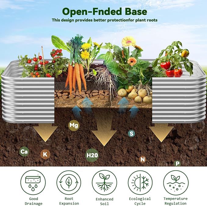 2 Pack Tall 8x4FT Corrugated Galvanized Steel Raised Garden Bed Outdoor, Metal Above Ground Garden Bed for Vegetables and Flowers, Raised Beds for Gardening-8x4x1.5FT